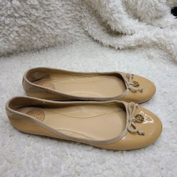 Tory Burch Chelsea Tan Patent Leather Ballet Flats sz 7.5‎ - Picture 1 of 8